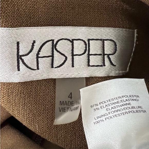 Kasper Brown Self Tie Belt Seamed Notched Neckline Sheath Dress - Picture 8 of 8